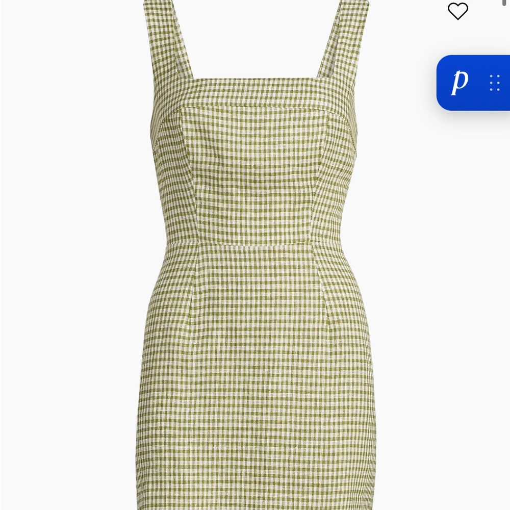 Reformation Avocado Checked Celosia Linen Dress - Picture 2 of 8